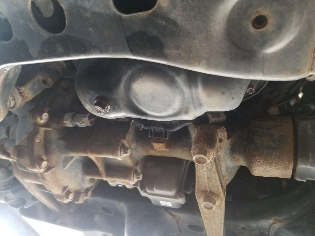Oil pan drain plug needs to be removed for the Toyota Tacoma oil change
