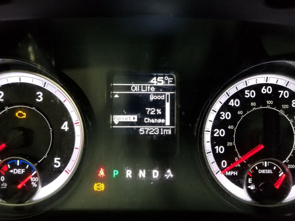 Dodge Ram oil life monitor before reset